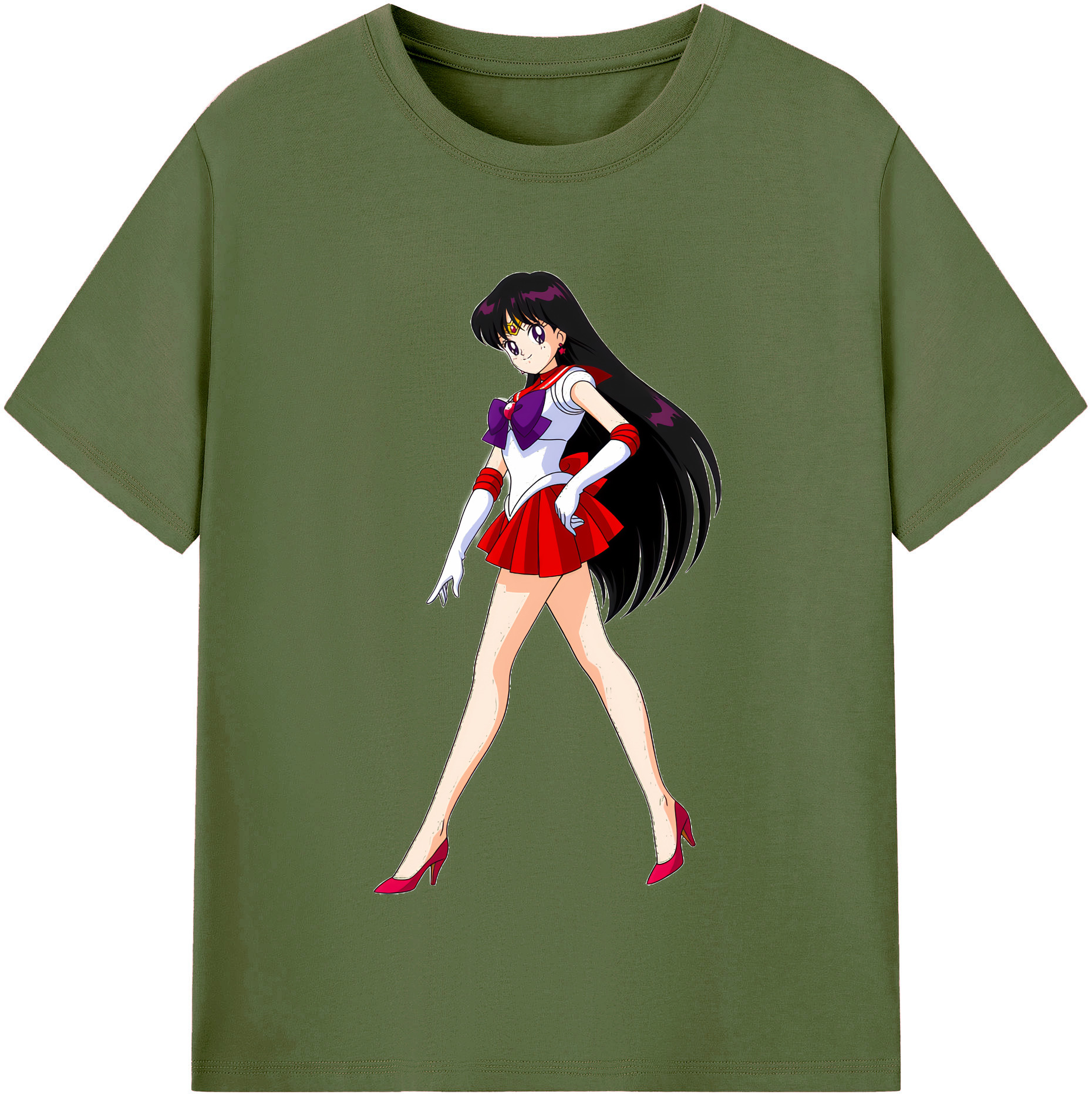 （画像用） 美少女戦士セーラームーン 火野レイ ひの レイ Sailor Moon Hino Rei （セーラーマーズ,Sailor Mars） 綿100％半袖Tシャツ（フロントプリント）